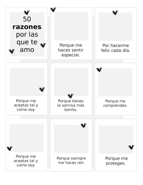 Plantilla de 50 razones por las que te amo ❤️ descarga GRATIS en pdf para imprimir